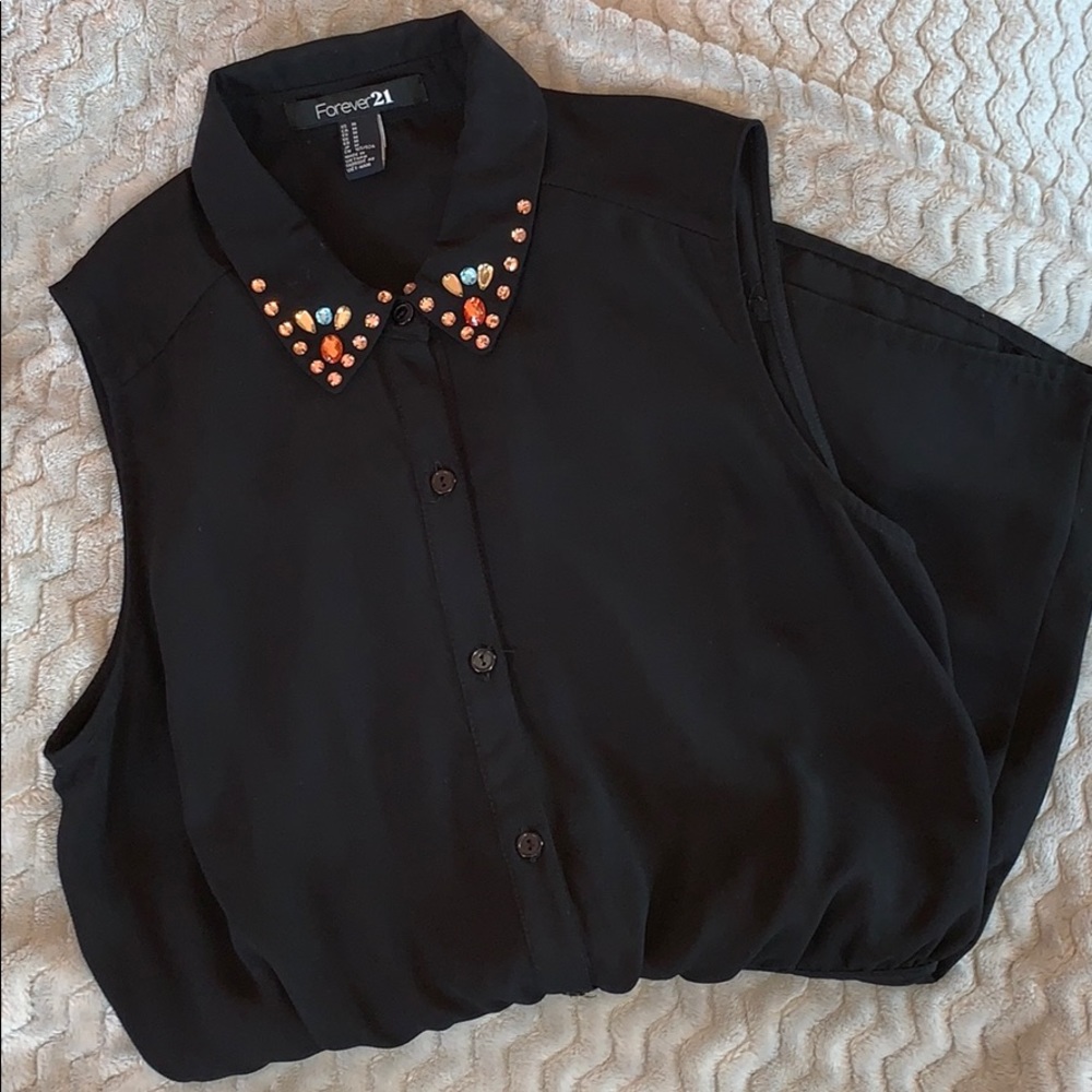 black romper with jeweled collar